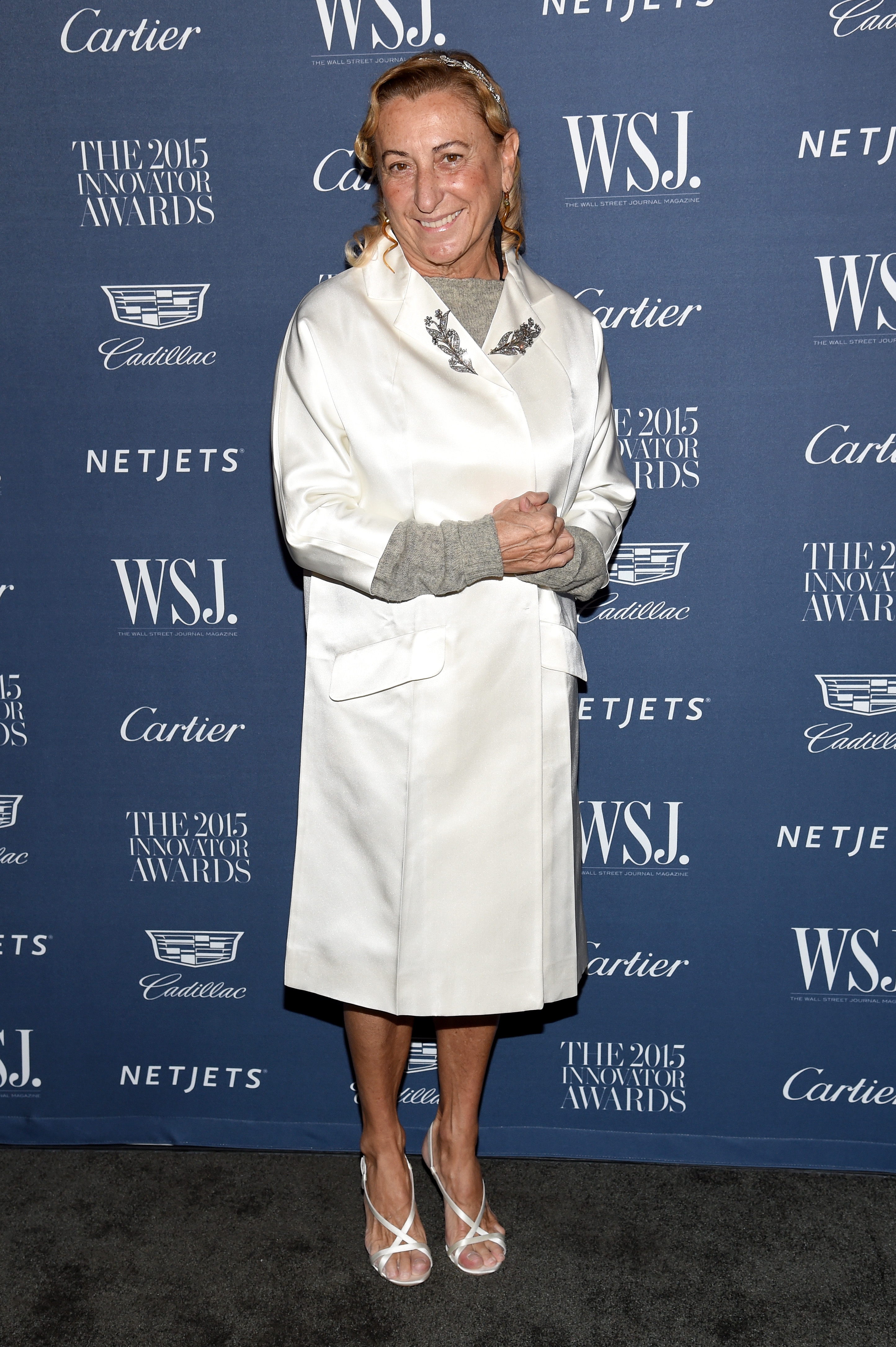 WSJ. Magazine 2015 Innovator Awards – Arrivals Miuccia Prada no WSJ. Magazine Innovator Awards em 2015, em Nova York