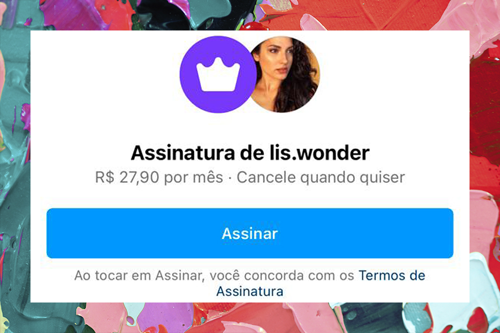 Print de telas do Instagram mostrando a opção de conteúdo para assinantes