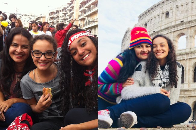 Mãe e filha se unem em trabalho voluntário no Quênia: “Me criou com asas” Talita e Sandra na fila do show do One Direction e em Roma, na frente do Coliseu