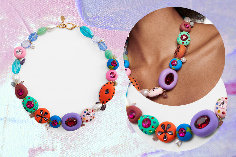 colar-colorido-zara Colar feito de argila com miçangas coloridas da Zara