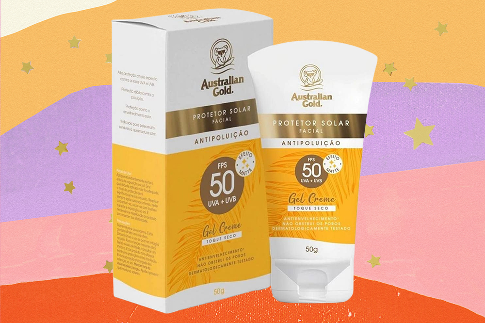 produto-skincare-cada-signo-capricornio-protetor-solar Protetor solar em formato de picolé em fundo amarelo, lilás, rosa e laranja com estrelinhas douradas