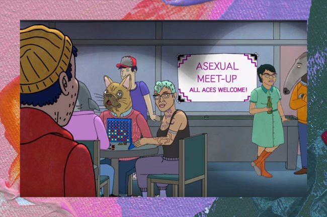 Cena de BoJack Horseman mostra uma reunião de assexuais