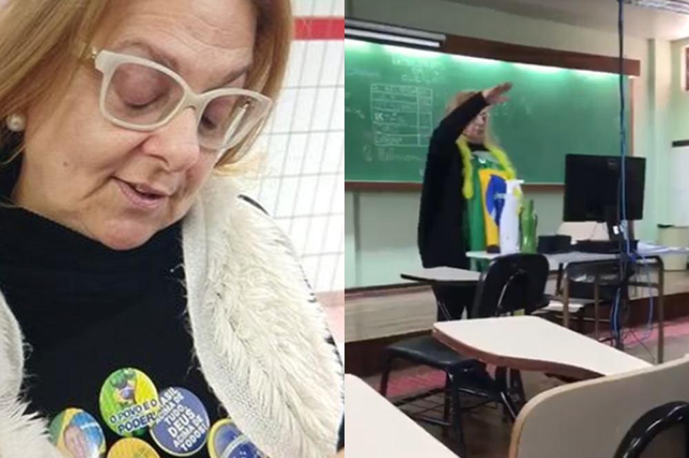 Professora faz saudação nazista e campanha pró-Bolsonaro em sala de aula