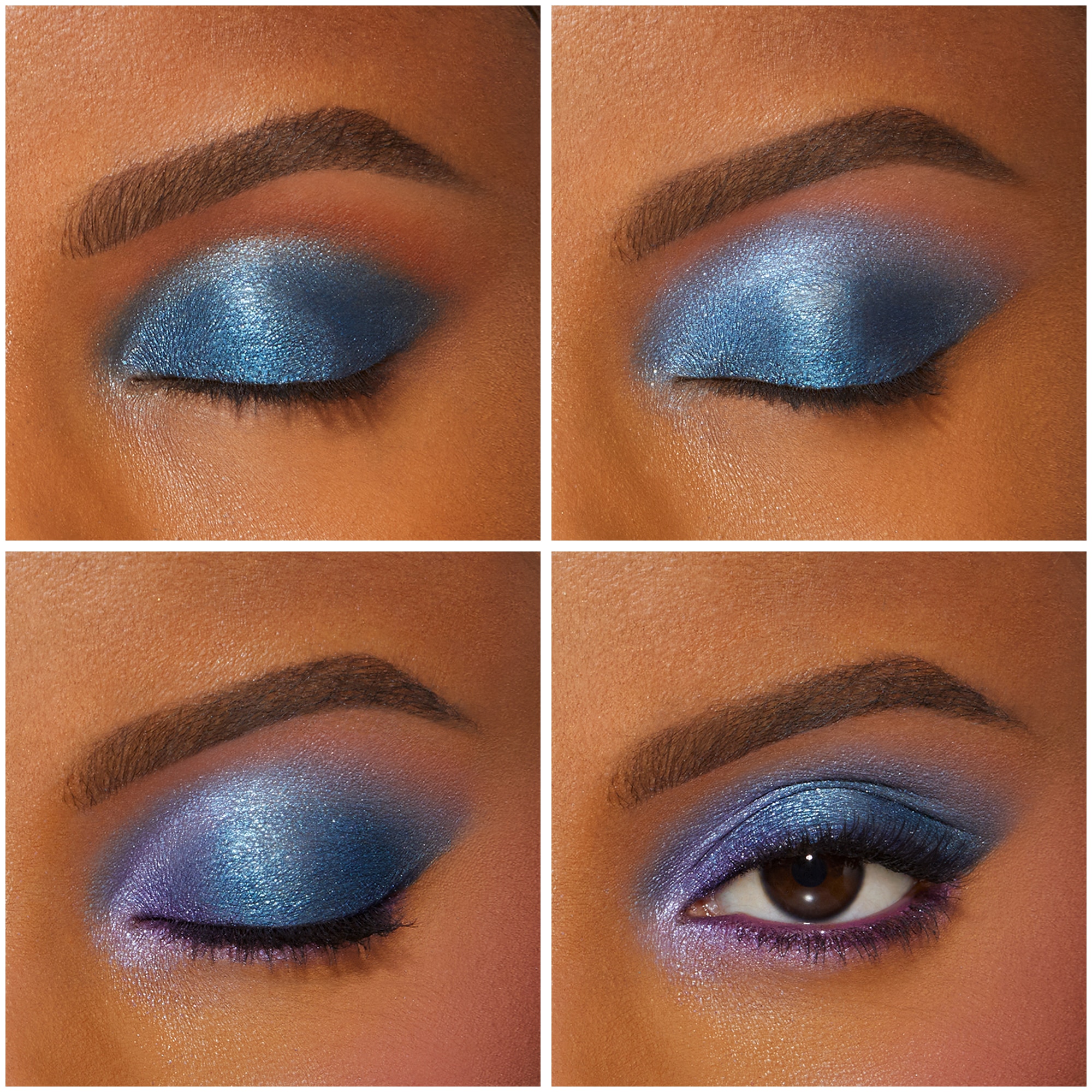 Olho azul feito com a paleta de sombras Italian Spritz da Too Faced