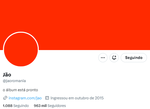 Print do perfil de Jão no Twitter (X) Print do perfil de Jão no Twitter (X)
