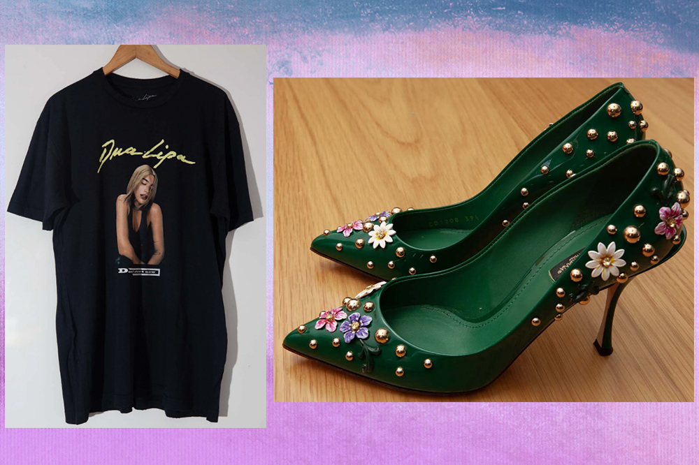 bazar-beneficente-maisa-sp-invisivel Camiseta da Dua Lipa e scarpin Dolce & Gabbana disponíveis no bazar beneficente da Maisa com a SP Invisível