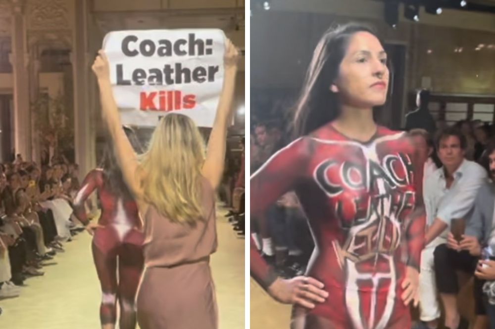 Ativistas invadem desfile da Coach na NYFW com mensagem ‘couro mata’