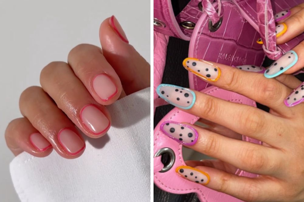 16 ideias de unhas decoradas com contorno colorido para se inspirar