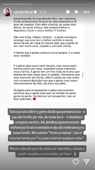 Print do story de Sandy