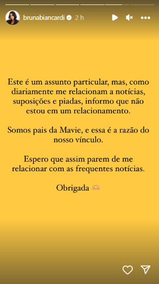 Print do story de Bruna Biancardi Print do story de Bruna Biancardi