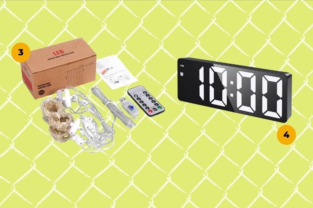 cortina de led e relógio Kit da cortina de led e relógio digital de mesa
