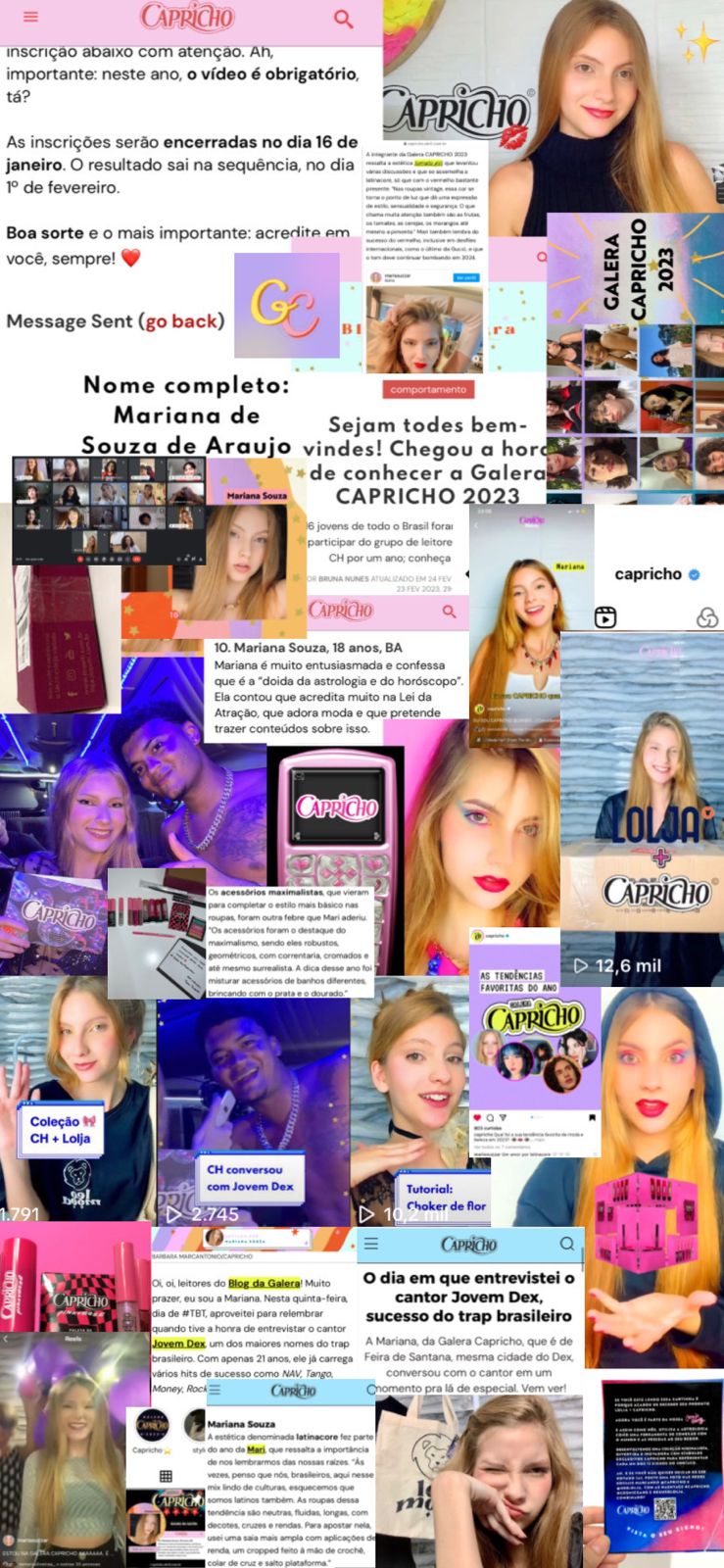 Imagem do moodboard da´Mariana da Galera Capricho 2023.