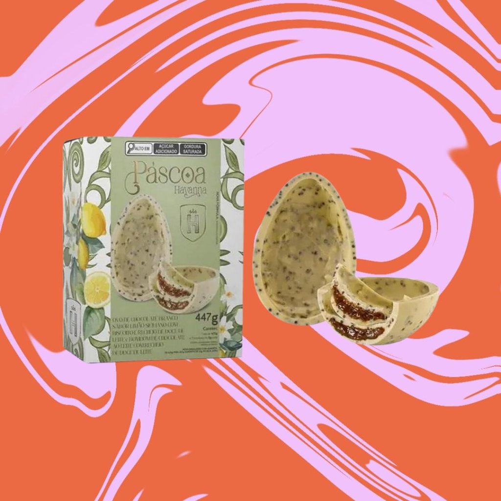 Ovo de Páscoa Havanna Branco com Limão Siciliano e Doce de Leite 447G Ovo de Páscoa Havanna Branco com Limão Siciliano e Doce de Leite 447G
