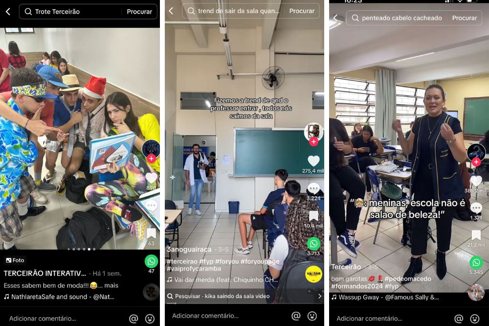 Perfis de terceirão no TikTok inspiram novas gincanas e interações