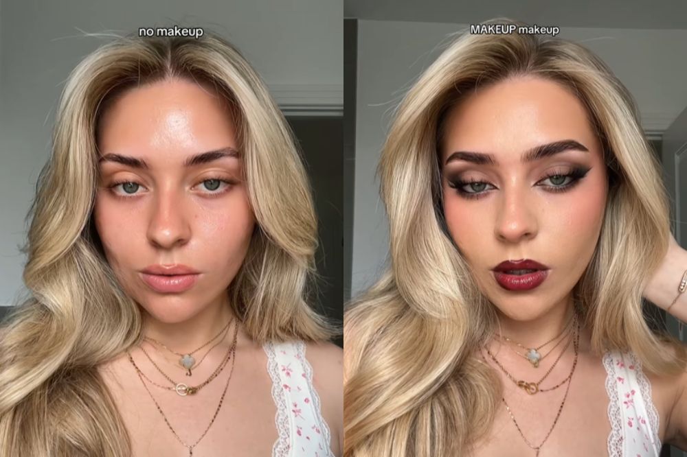 Esta trend mostra os efeitos de diferentes tipos de maquiagem no rosto