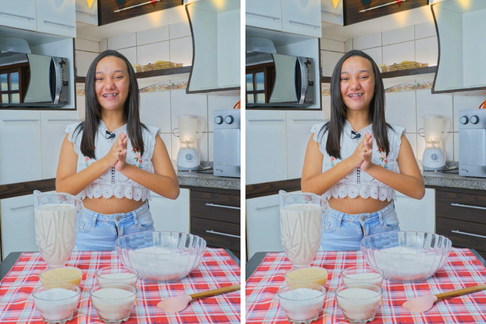 Rayssa ensina receita de cuscuz para entrar no clima de festa junina