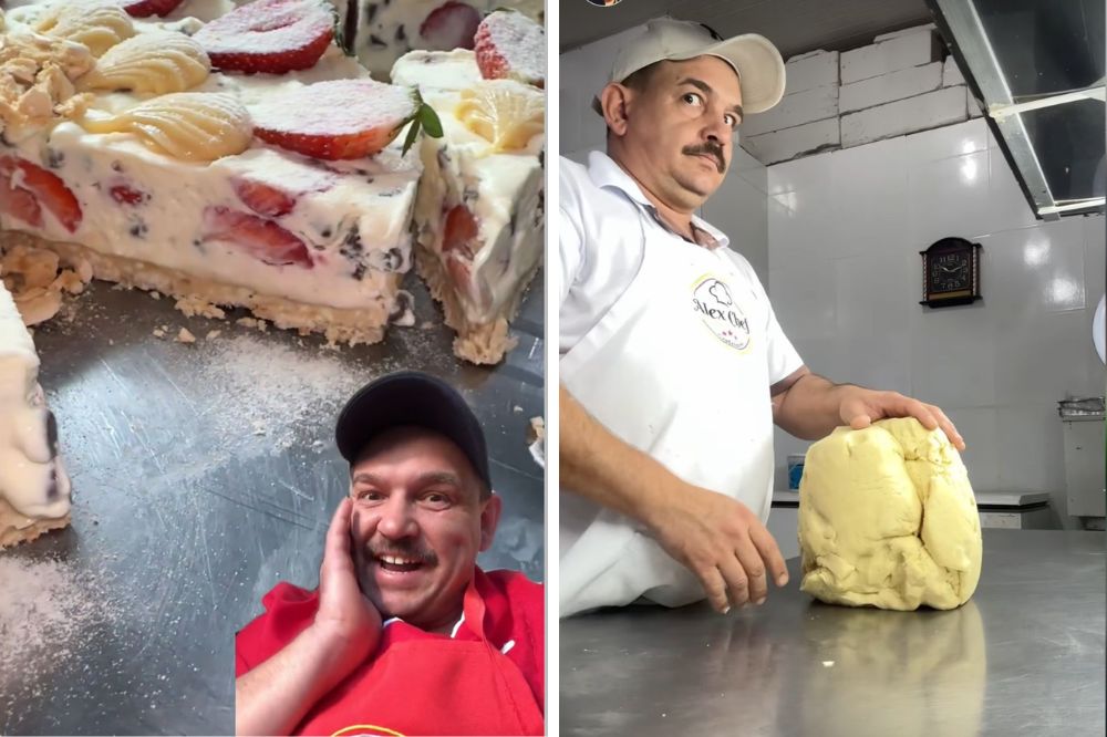 Confeiteiro faz sucesso nas redes com vlogs da sua rotina na padaria