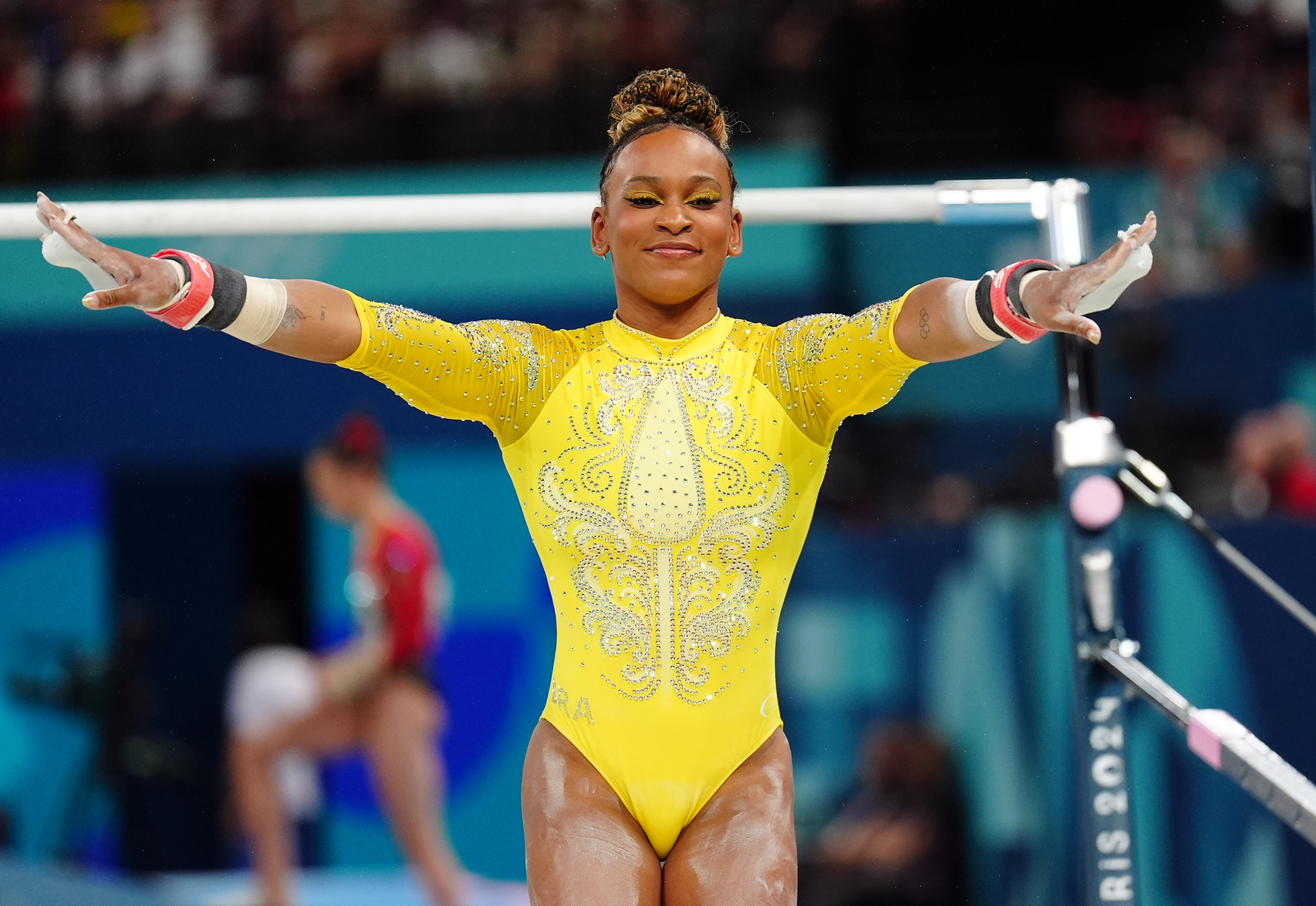 Rebeca Andrade na final individual geral da ginástica artística nas Olimpíadas de Paris 2024