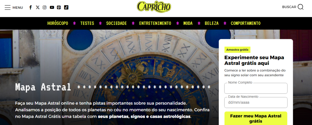 Faça seu Mapa Astral na página especial de CAPRICHO + Personare